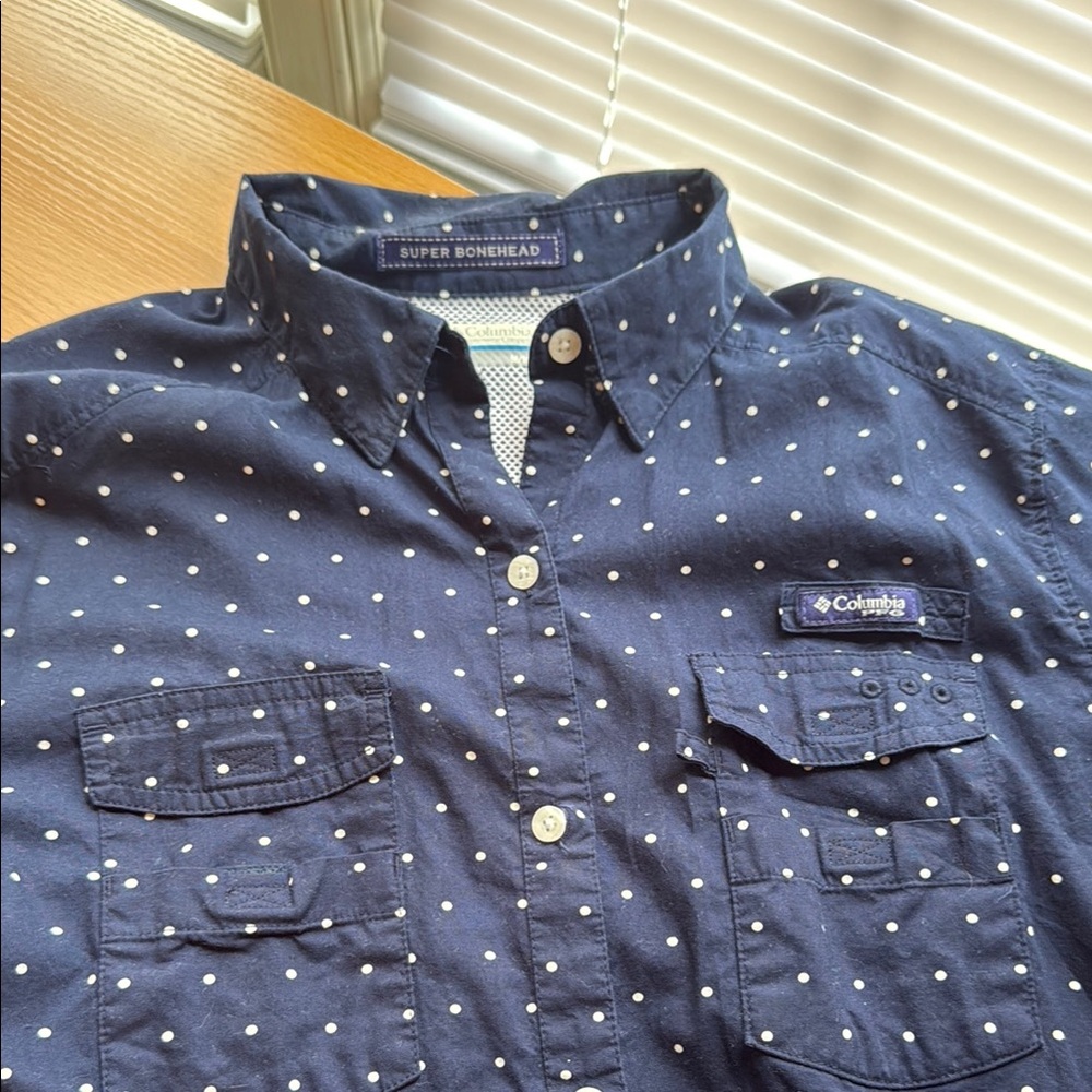 Columbia Dark Blue Polka Dot Shirt